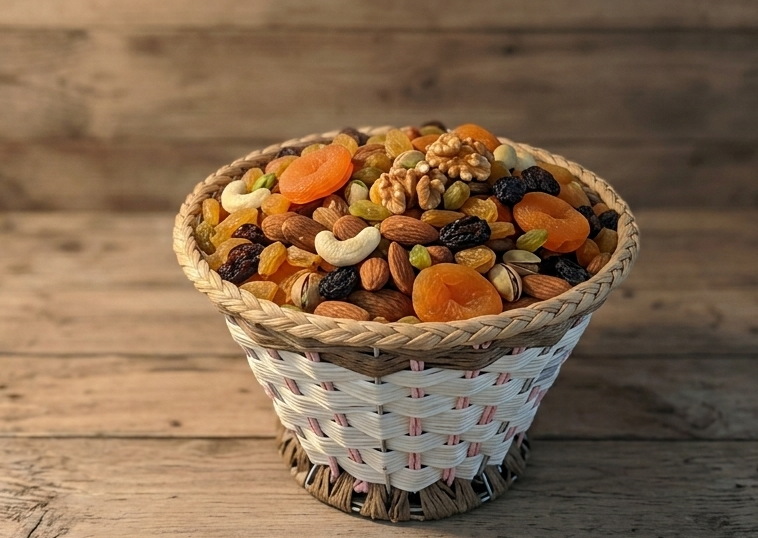 Conical, Deep Bowl-Style Woven Basket