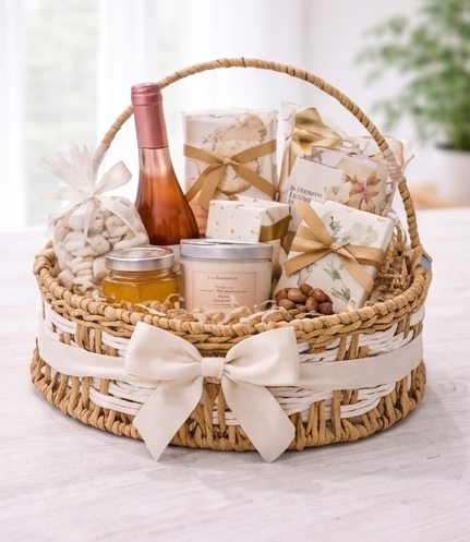 Elegant Round Gift Hamper Basket