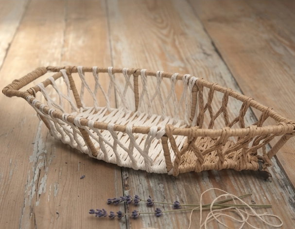 Elongated Boat-Shaped Serving Basket
