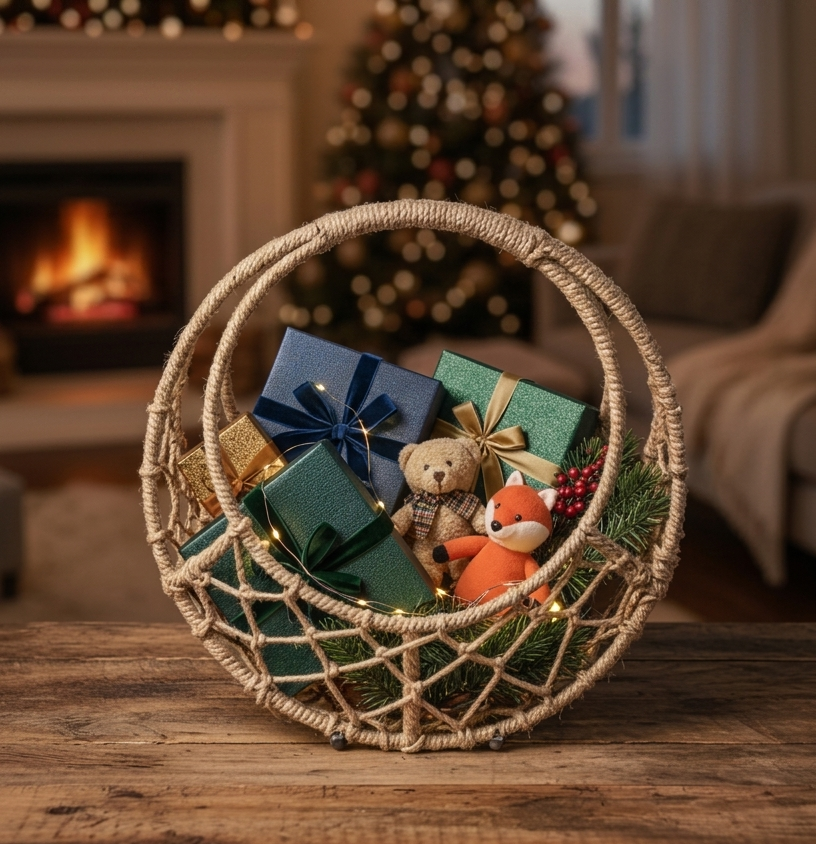 Round Woven Gift Basket