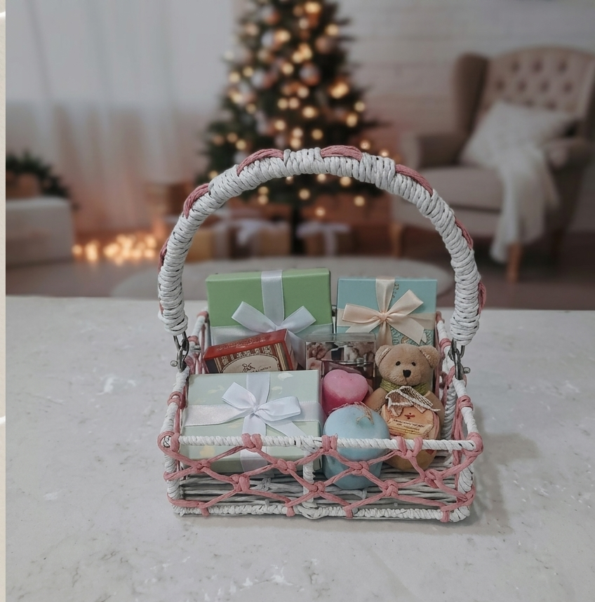 Handcrafted Metal-Frame Gift Hamper Basket