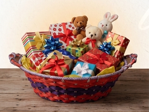 Colourful round Gift Basket