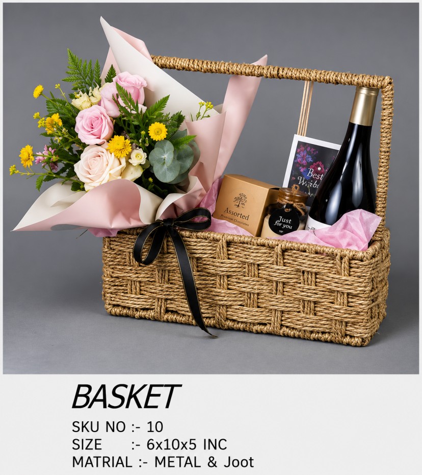 Rectangular Jute Gift Basket