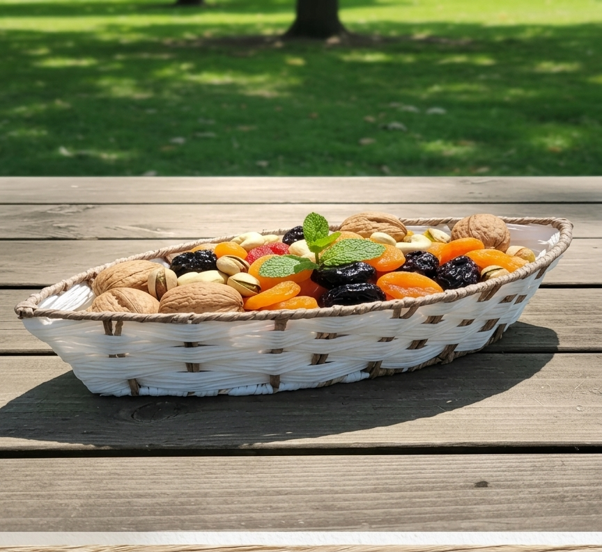 Elongated, Boat-Shaped Basket