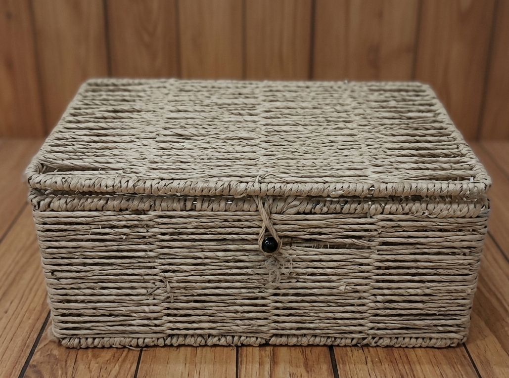 Natural Beige Raffia Basket