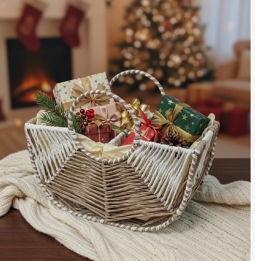 Boat-Shaped Woven Gift Basket