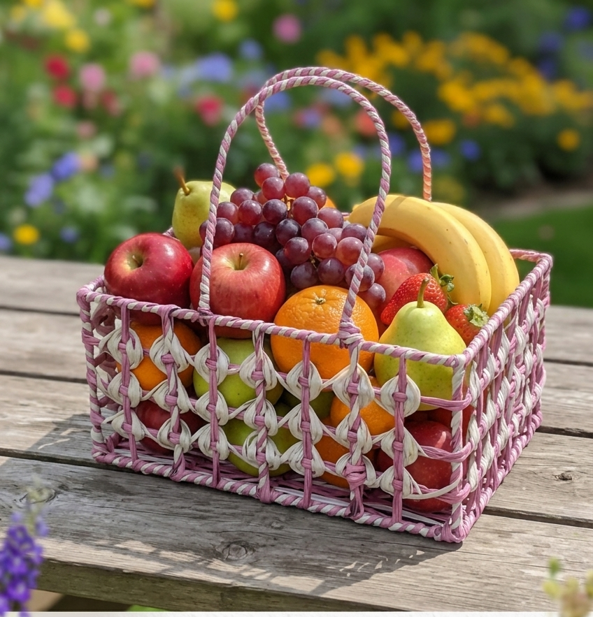 Handcrafted, Sturdy Metal Structure Rectangular Basket