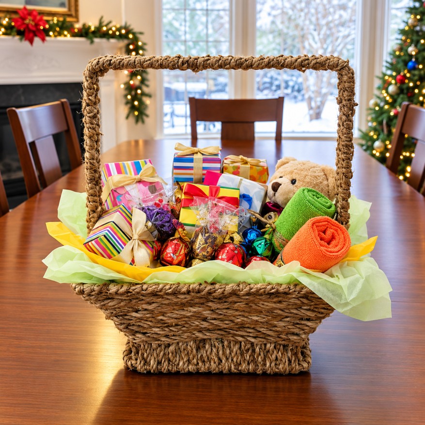 Rustic metal & C-grass gift basket