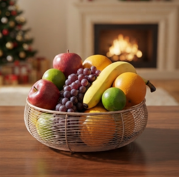 Round, Deep Wire Mesh Fruit Bowl