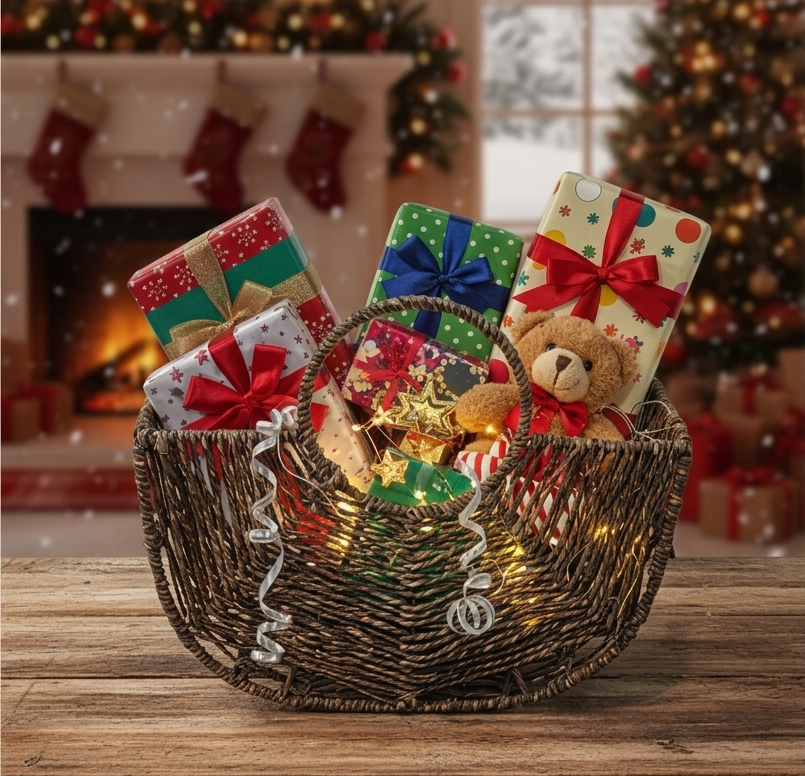 Dark-Woven Oval Gift Basket