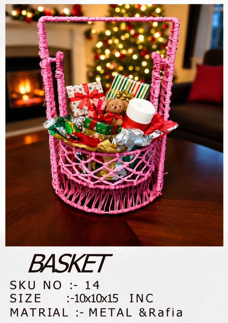 Vibrant Pink Raffia Basket