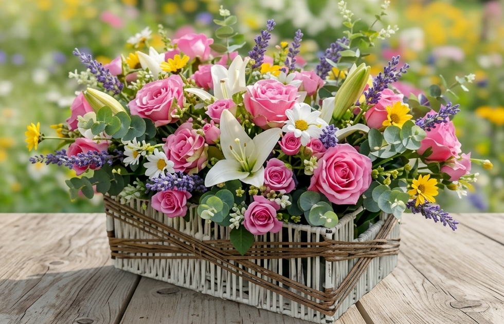 Rectangular Woven Raffia Basket