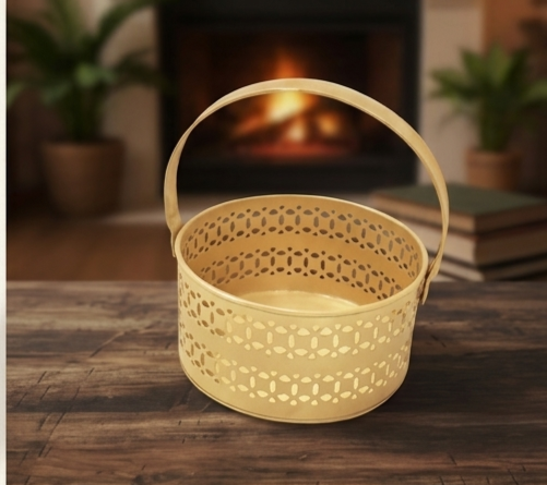 Round Gold-Finished Metal Basket