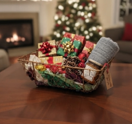Rectangular Gold-Finished Metal Wire Mesh Basket