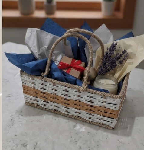Rectangular Woven Metal and Plastic Basket