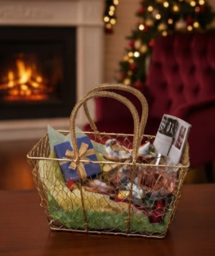 Rectangular Gold-Finished Wire Mesh Utility Basket